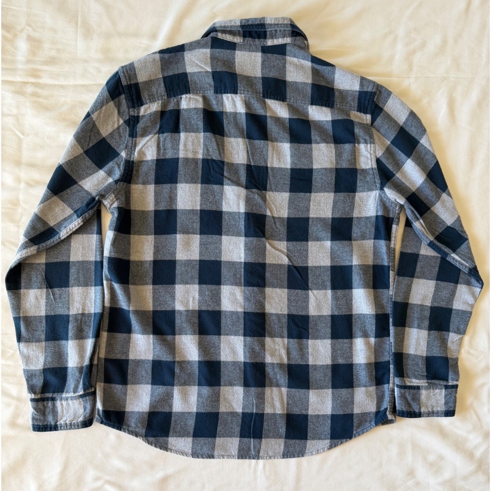 Sonoma Mens Flannel Shirt Medium Blue Grey Buffalo Plaid Long Sleeve Button Down - Picture 7 of 7